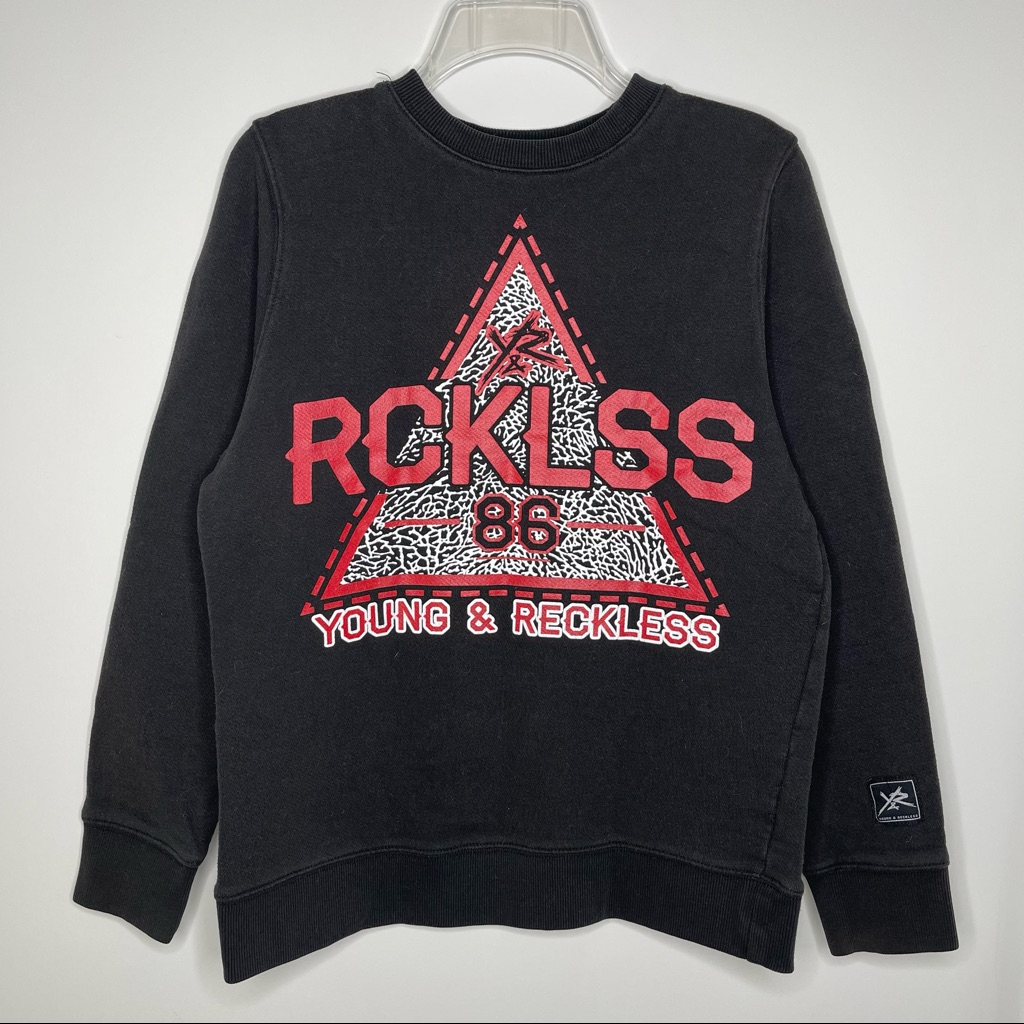 Young And Reckless La Big Graphic Spell Out Crewneck Sweatshirt Vintage Style